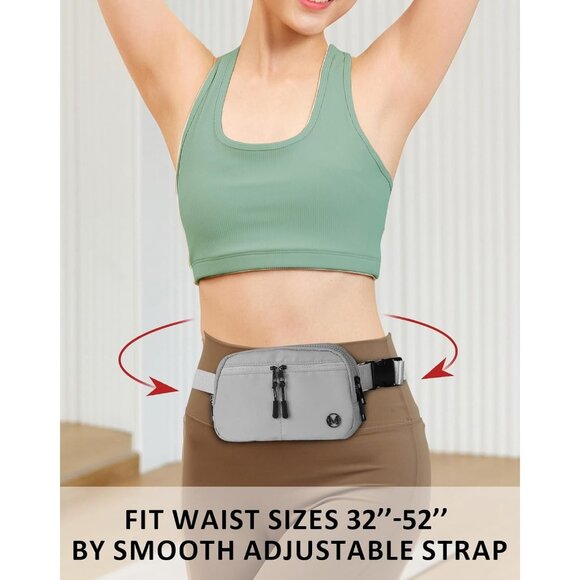 Womens Silver Fanny Pack 2L Crossbody Belt Bag Waterproof 5 Zipper Pockets - Picture 3 of 7